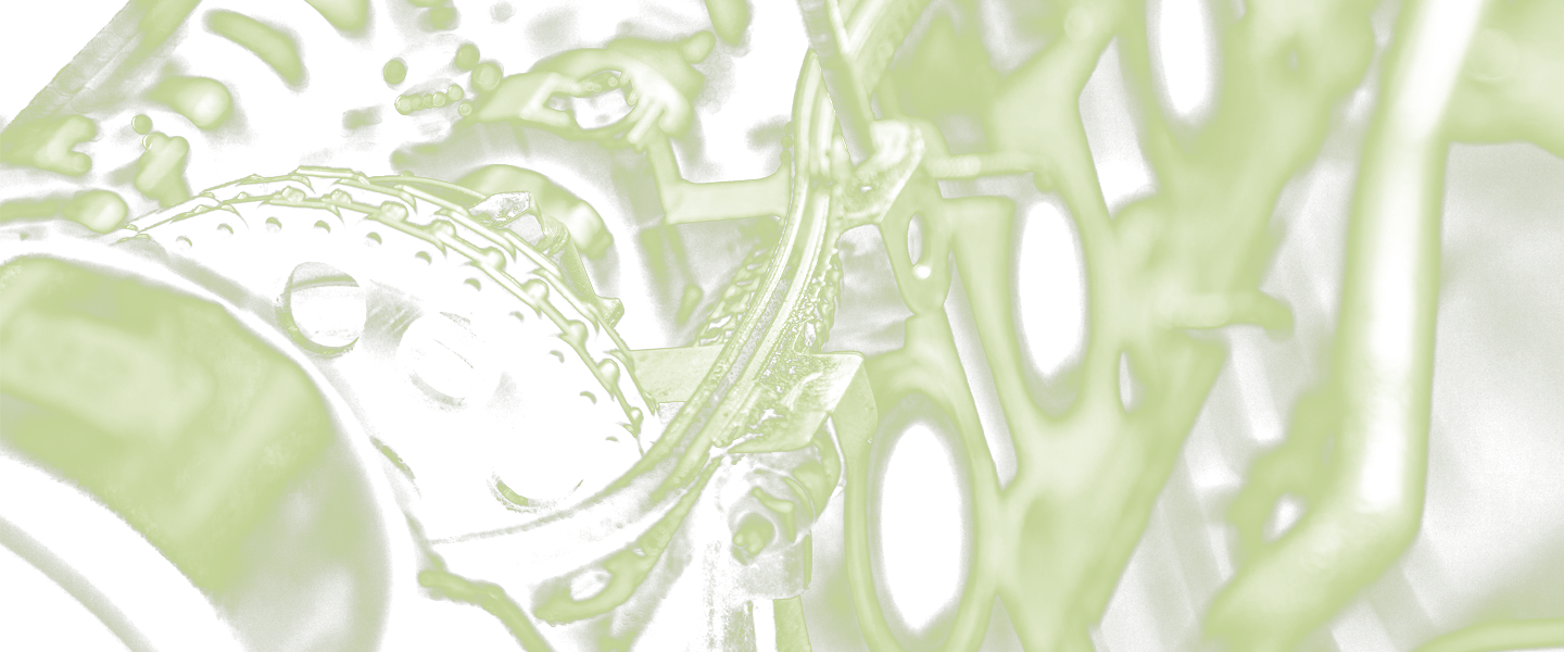 Engine close up, green duotone